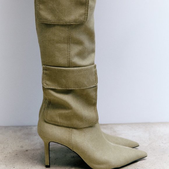 COPY - ZARA HEELED DENIM BOOTS WITH POCKETS - Picture 7 of 9